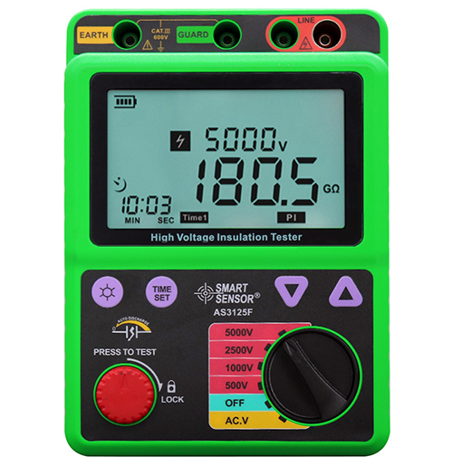 ?，?AS3125F數(shù)字兆歐表 高壓絕緣電阻表 5000V電子搖表測(cè)試儀